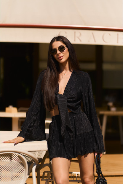 Костюм Capri топ + спідниця-шорти з шовку пліссе