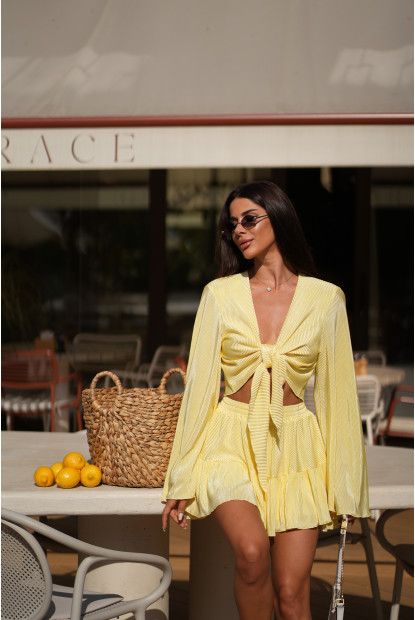 Костюм Capri топ + спідниця-шорти з шовку пліссе