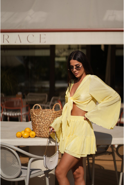 Костюм Capri топ + спідниця-шорти з шовку пліссе