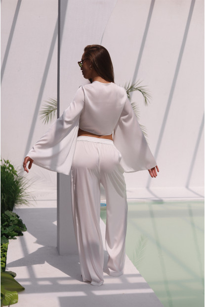 Костюм Bianco  з шовк сатину топ + брюки