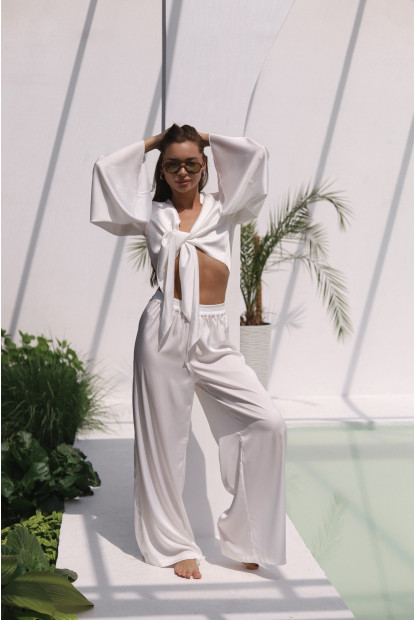 Костюм Bianco  з шовк сатину топ + брюки